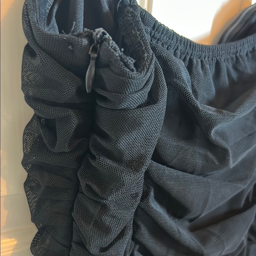 Black Ruched Mini Dress - Picture 4 of 6